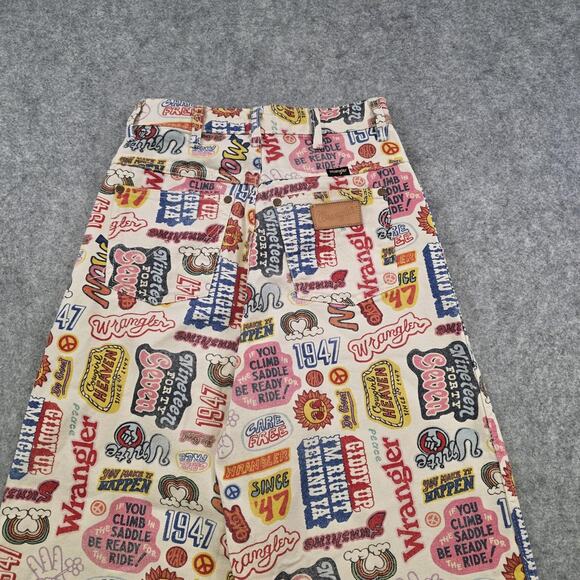 Wrangler x Free People‎ Jeans Womens 24 Wide Barrel Graphic Print High Rise Leg - Picture 14 of 16